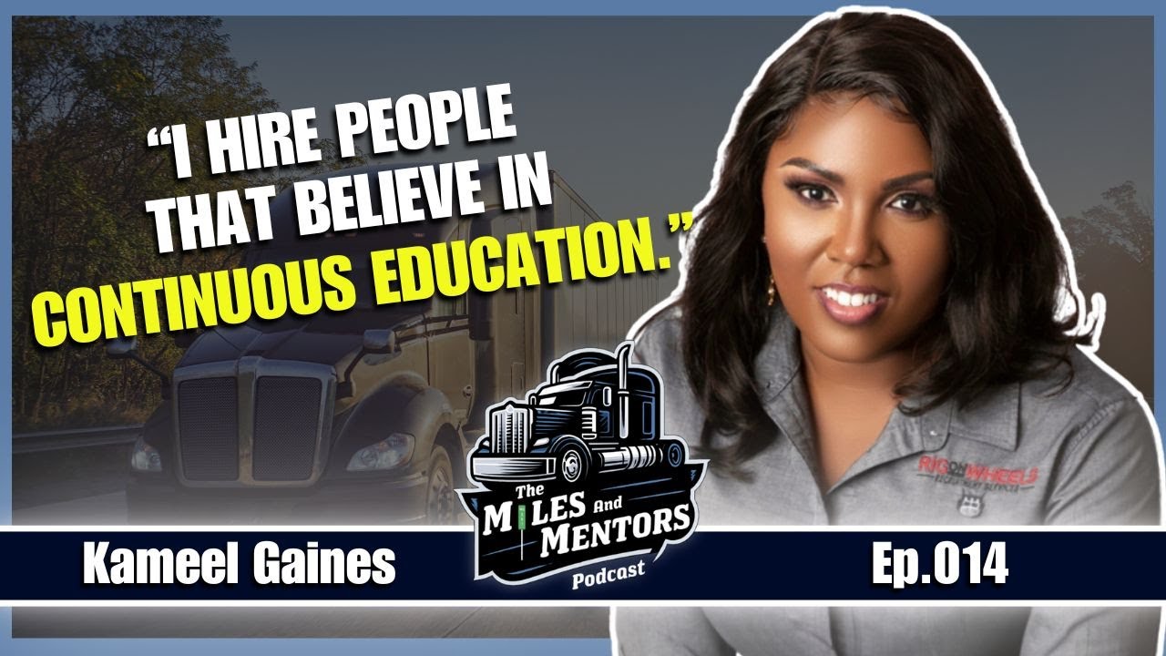Podcast episode cover featuring Kameel Gaines with the quote "I hire people that believe in continuous education." alongside the Miles and Mentors Podcast logo and episode number 014.